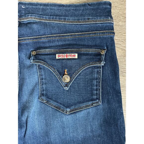 HUDSON Beth Baby Boot Cut Mid-Rise Jeans Blue Stretch Denim Flap Pocket Sz 31 - Picture 1 of 12